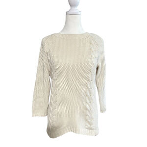 Cynthia Rowley‎ Size Medium Cream Cable Sweater
